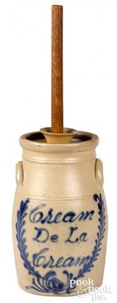 TWO-GALLON STONEWARE CHURN, 19