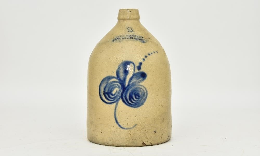 Two gallon stoneware crock "L.