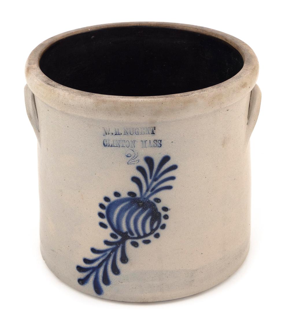 TWO-GALLON STONEWARE CROCK MID-19TH