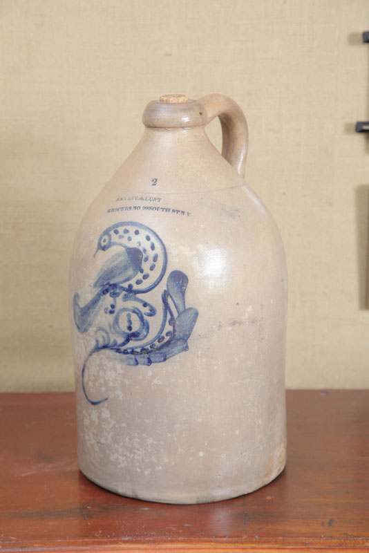 TWO GALLON STONEWARE JUG. Cobalt