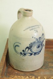 TWO GALLON STONEWARE JUG. Impr