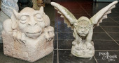 TWO GARGOYLE GARDEN ORNAMENTS<