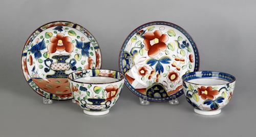 Two Gaudy Dutch cups and saucers