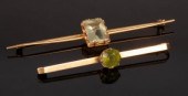Two gem set bar brooches, each