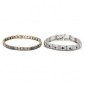 TWO GEM-SET BRACELETS To inclu