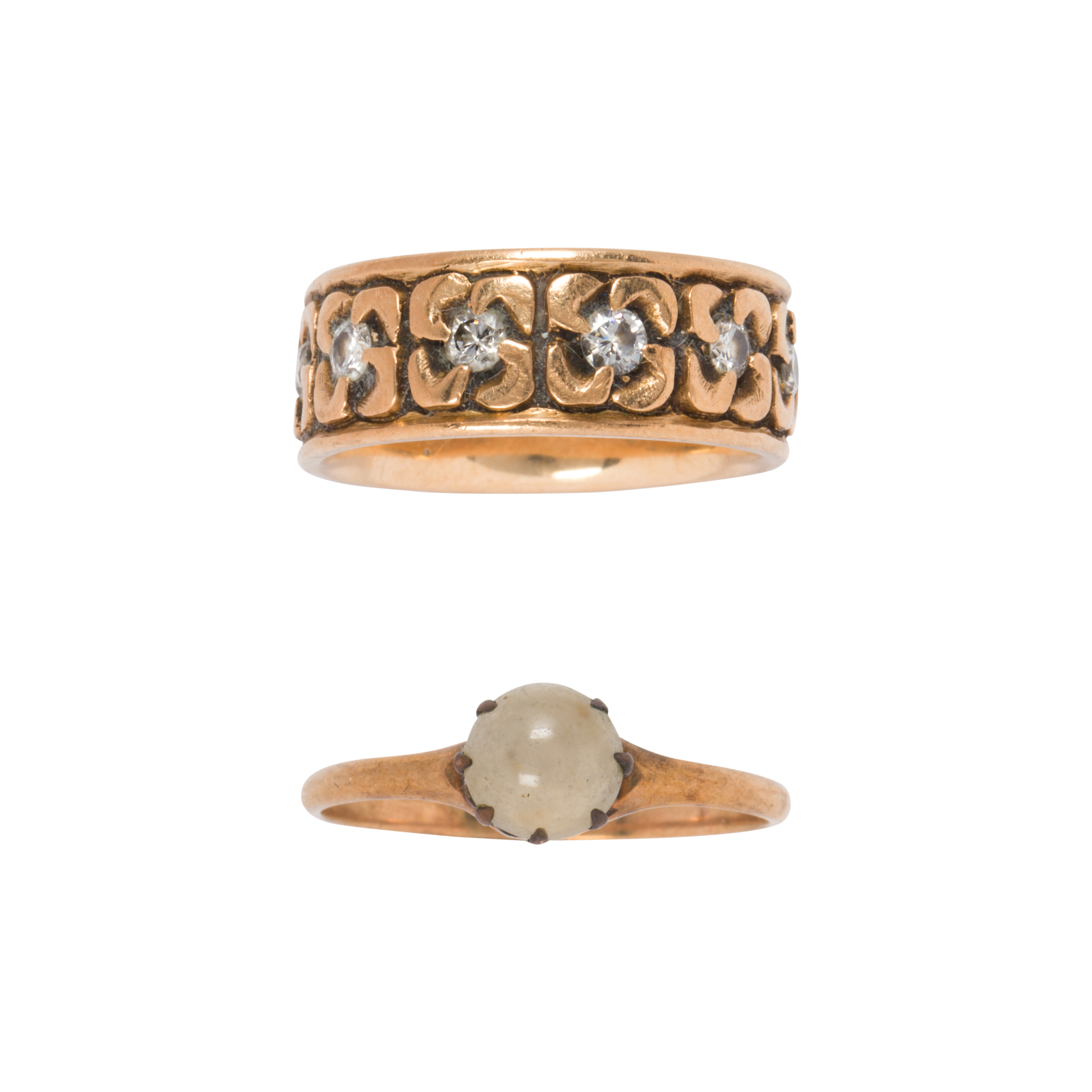 TWO GEMSTONE AND 14K GOLD RINGS Two