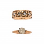 TWO GEMSTONE AND 14K GOLD RING