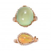 TWO GEMSTONE AND 18K ROSE GOLD
