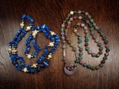 TWO GEMSTONE AND GOLD BEAD NEC