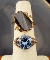 TWO GEMSTONE AND TEN KARAT YEL