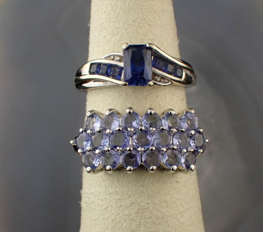 TWO GEMSTONE AND WHITE GOLD