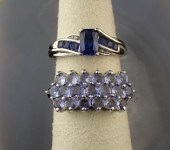 TWO GEMSTONE AND WHITE GOLD RI