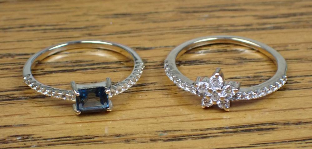 TWO GEMSTONE AND YELLOW GOLD