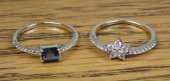 TWO GEMSTONE AND YELLOW GOLD R