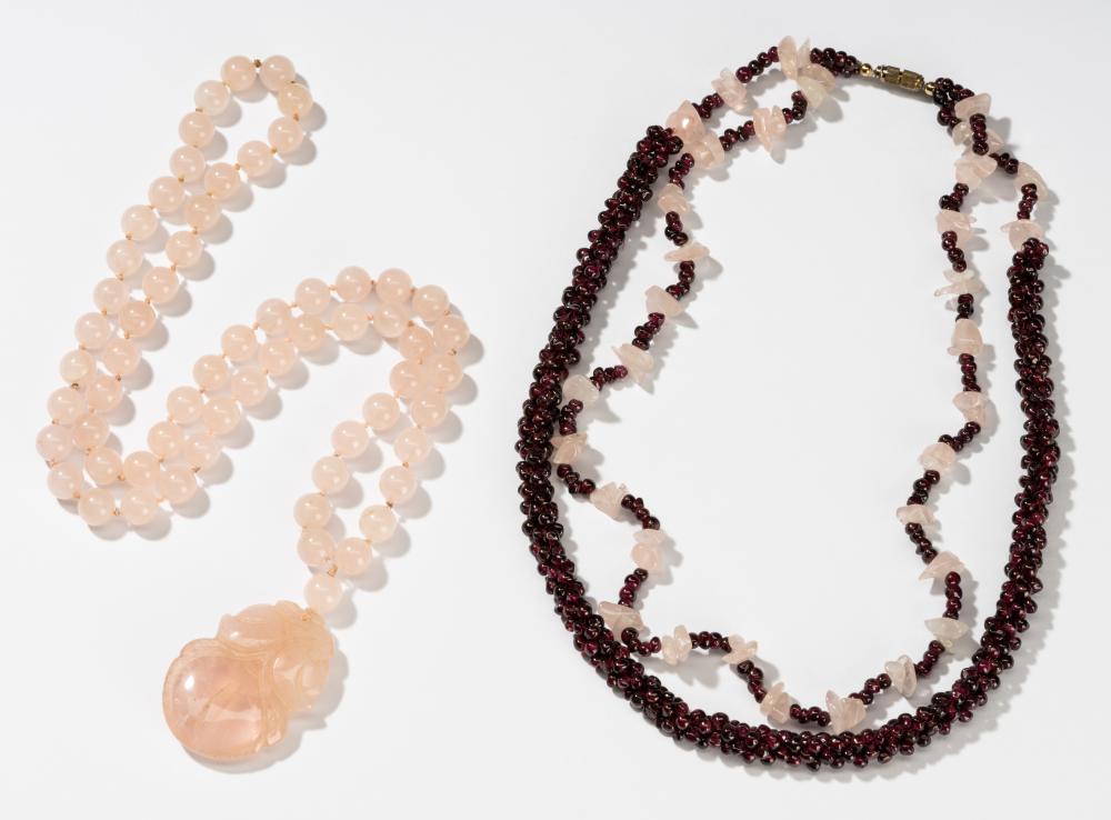 TWO GEMSTONE BEAD NECKLACESTwo