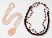 TWO GEMSTONE BEAD NECKLACESTwo