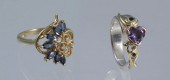 TWO GEMSTONE FASHION RINGS: 1)