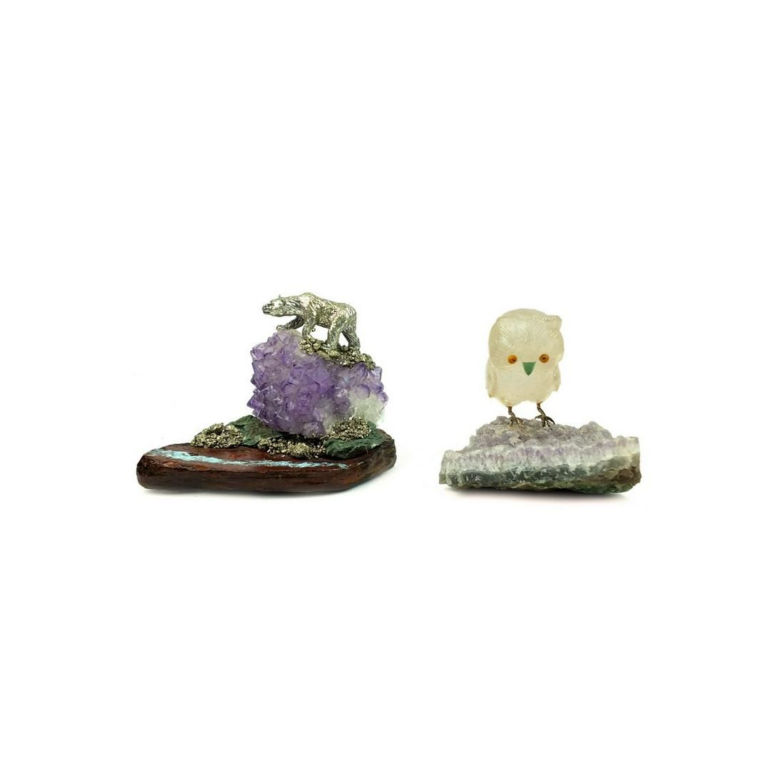 TWO GEMSTONE FIGURINESTwo Vintage
