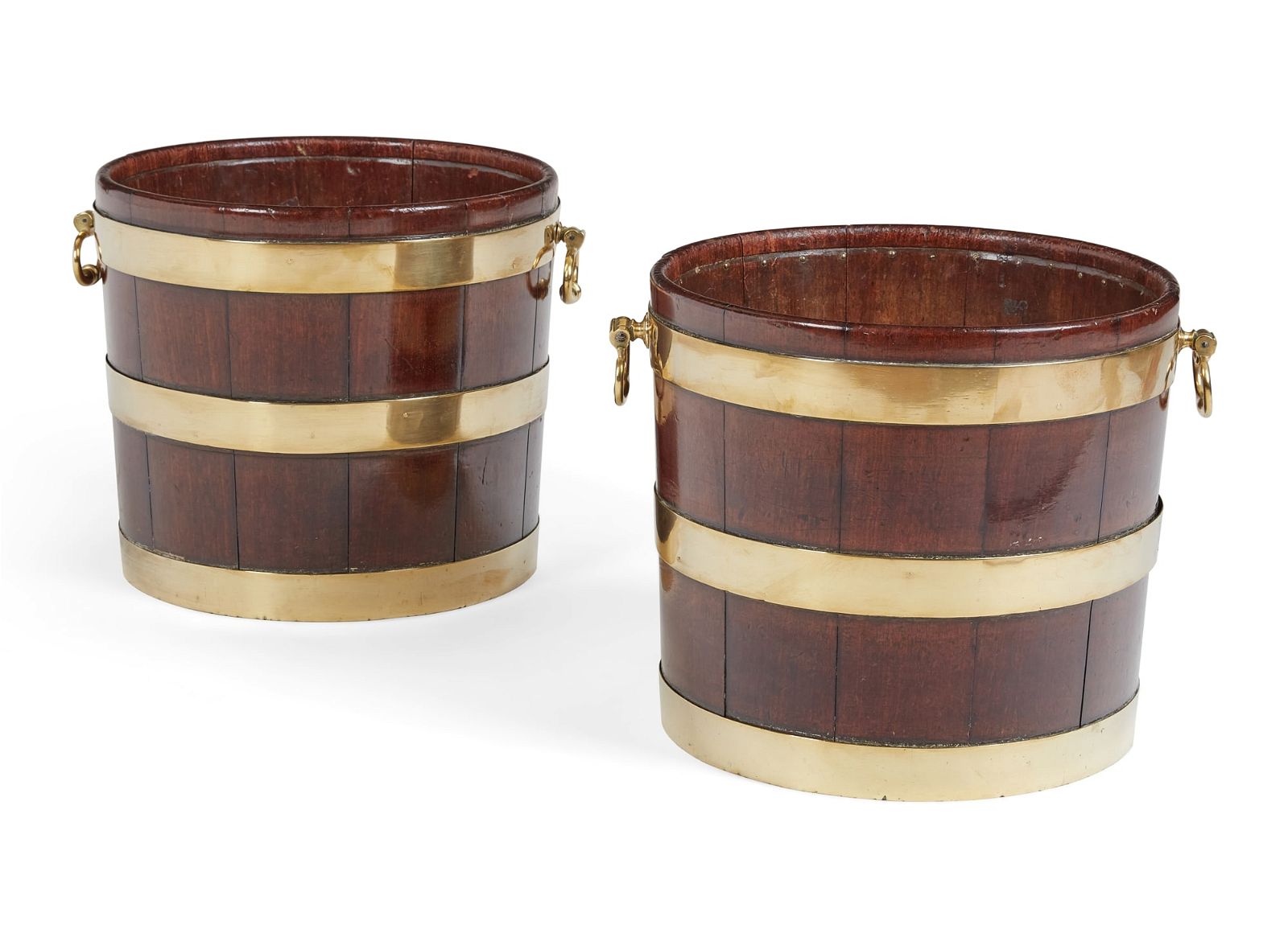 TWO GEORGE III BRASS BOUND MAHOGANY