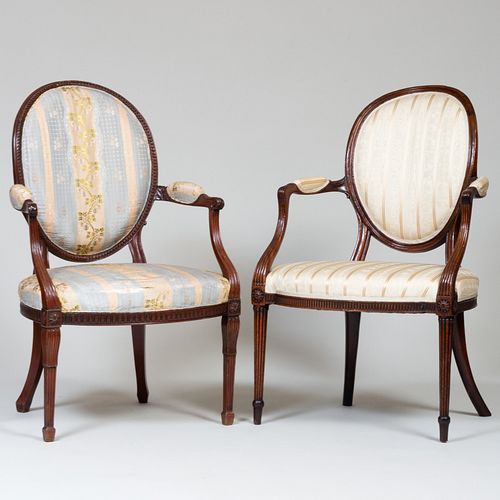 TWO GEORGE III CARVED MAHOGANY