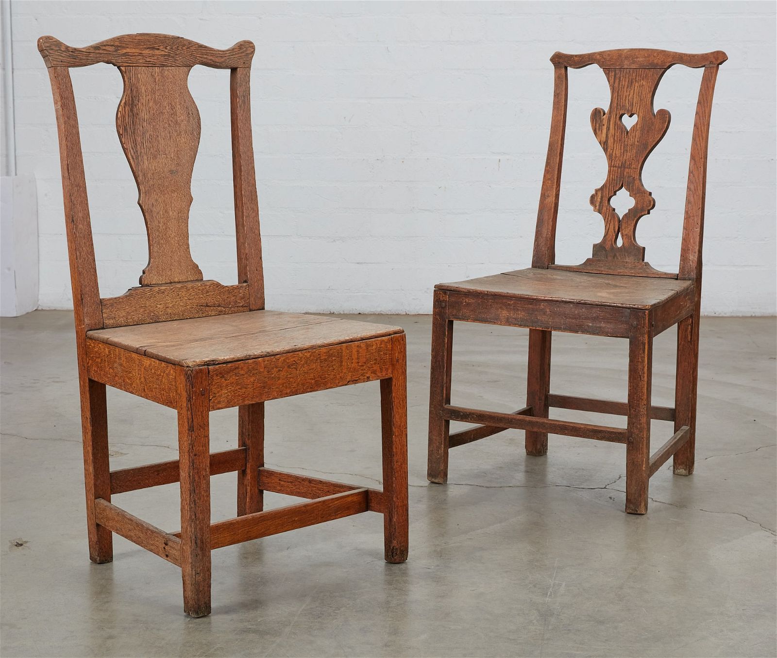 TWO GEORGE III ELM SIDE CHAIRS,