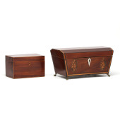 TWO GEORGE III INLAID MAHOGANY