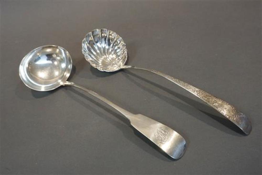 TWO GEORGE III IRISH SILVER LADLES,