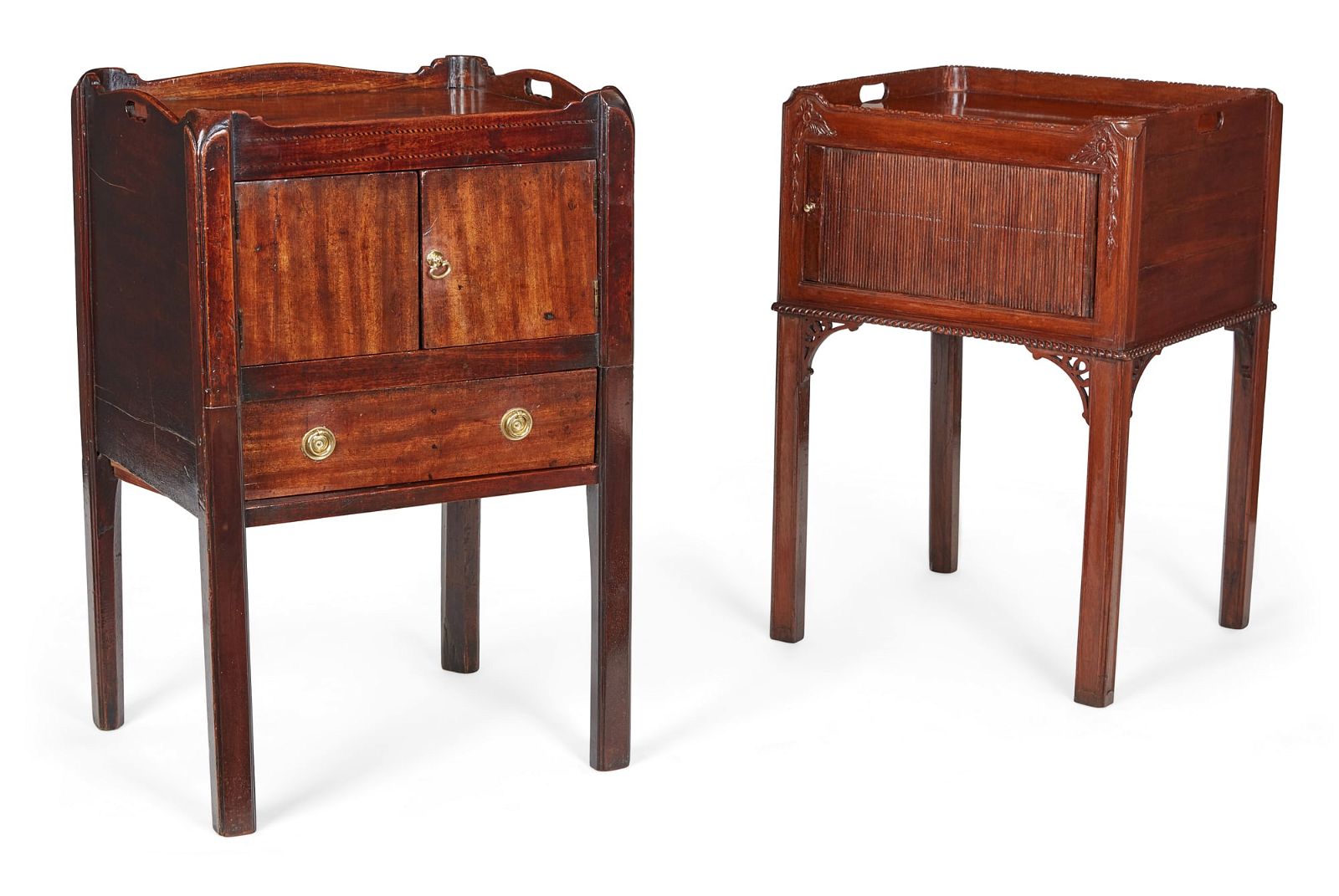 TWO GEORGE III MAHOGANY BEDSIDE