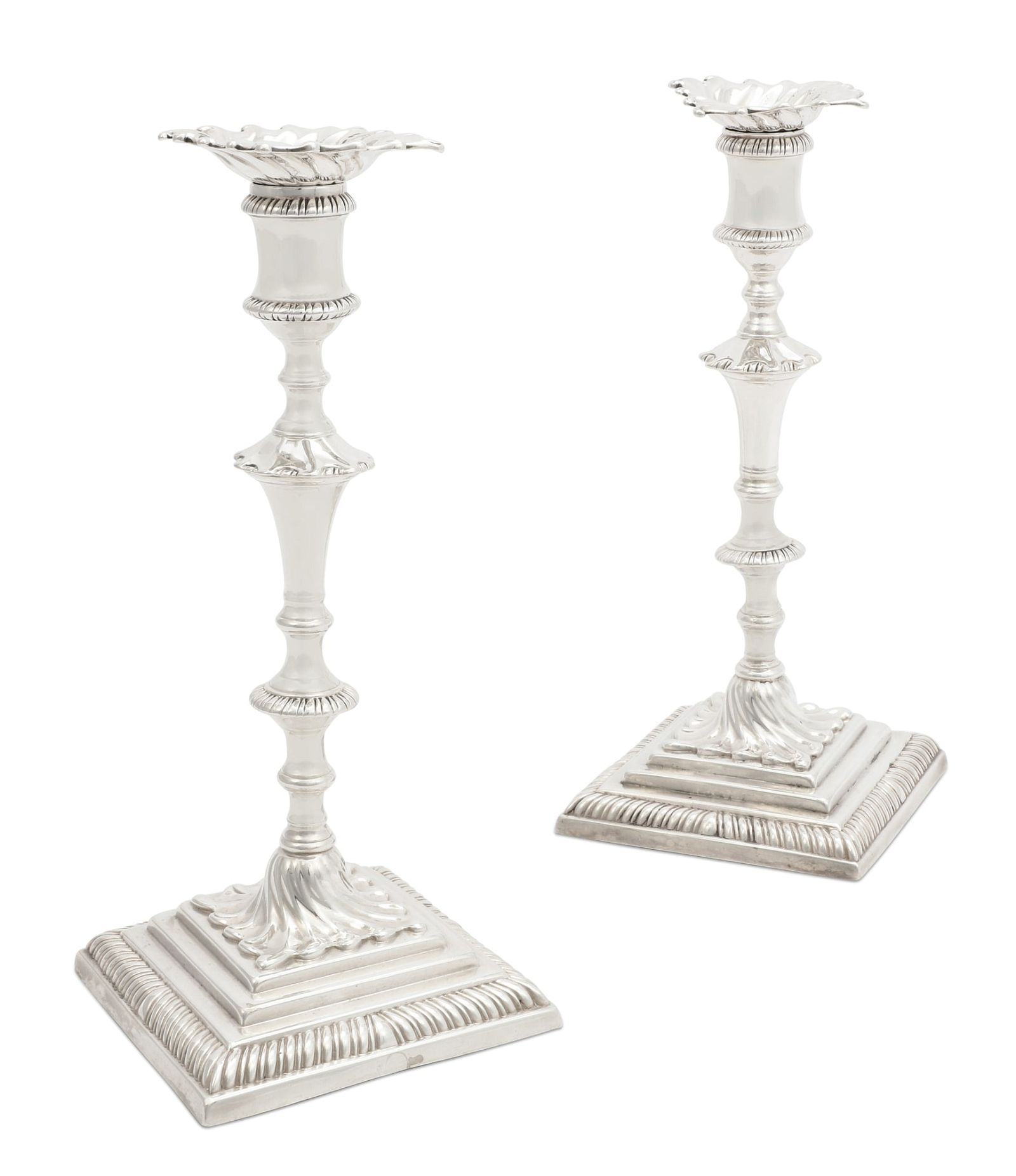 TWO GEORGE III SILVER CANDLESTICKSA