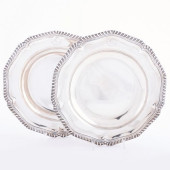 TWO GEORGE III SILVER PLATES<b