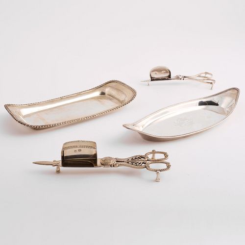 TWO GEORGE III SILVER SNUFFERS