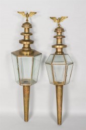 TWO GEORGE III STYLE BRASS CAR