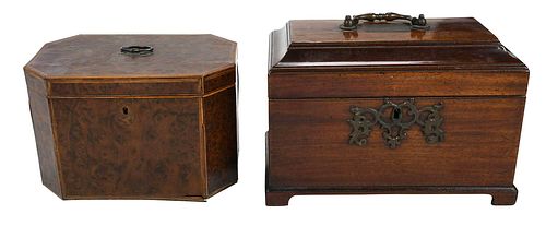 TWO GEORGE III WOOD TEA