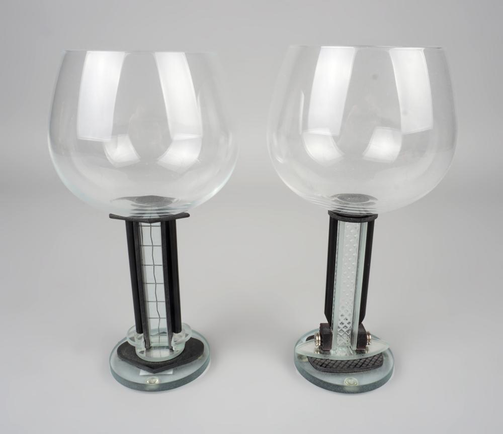 TWO GEORGE PONZINI ART GLASS