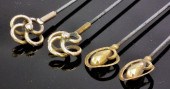 Two George V 9ct gold seed pod