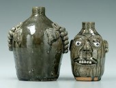 Two Georgia jugs: face jug wit