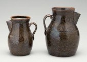 Two Georgia pottery pitchers,