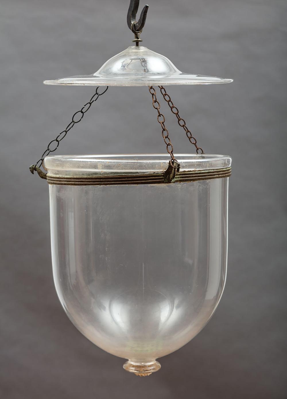 TWO GEORGIAN BRASS AND GLASS HALL