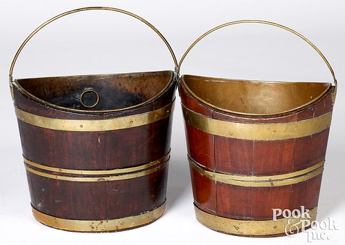 TWO GEORGIAN BRASS BOUND PEAT