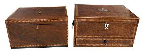 TWO GEORGIAN INLAID MAHOGANY WORK