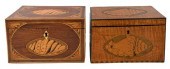 TWO GEORGIAN INLAID TEA CADDIE