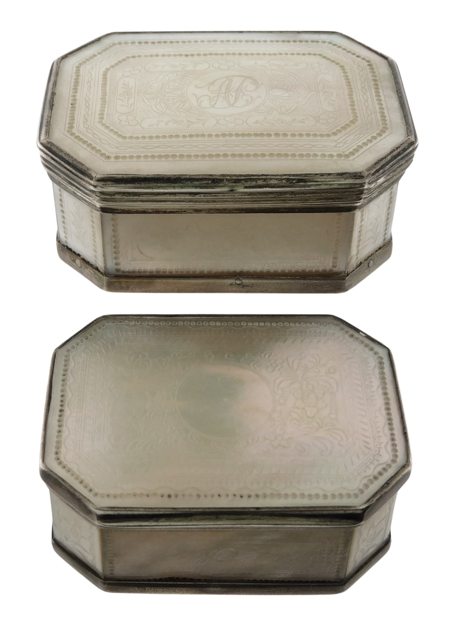 TWO GEORGIAN MOTHER OF PEARL