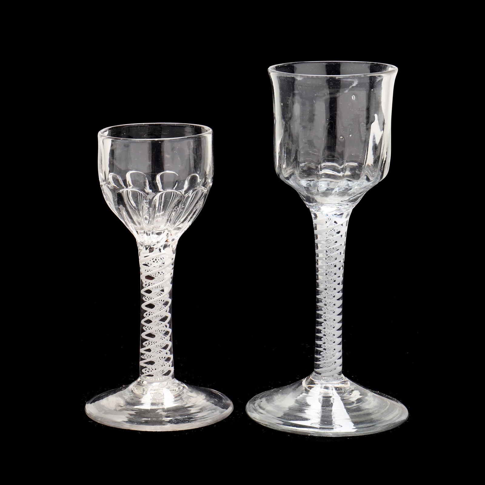 TWO GEORGIAN OPAQUE TWIST WINE