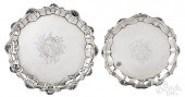 TWO GEORGIAN SILVER WAITERS, 1