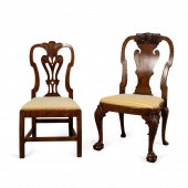 TWO GEORGIAN STYLE SIDE CHAIRS