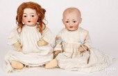 TWO GERMAN BISQUE BABY DOLLSTw