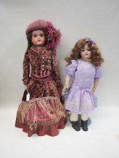 TWO GERMAN BISQUE HEAD DOLLS,