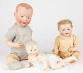 TWO GERMAN BISQUE HEAD DOLLS<b