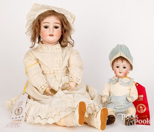 TWO GERMAN BISQUE HEAD DOLLSTwo