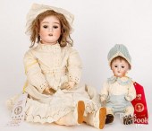 TWO GERMAN BISQUE HEAD DOLLSTw